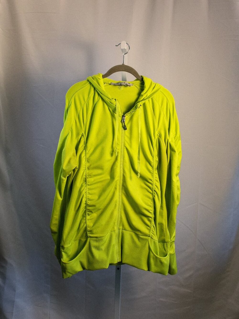 Athleta neon yellow full zip hoodie with ruching size 2X